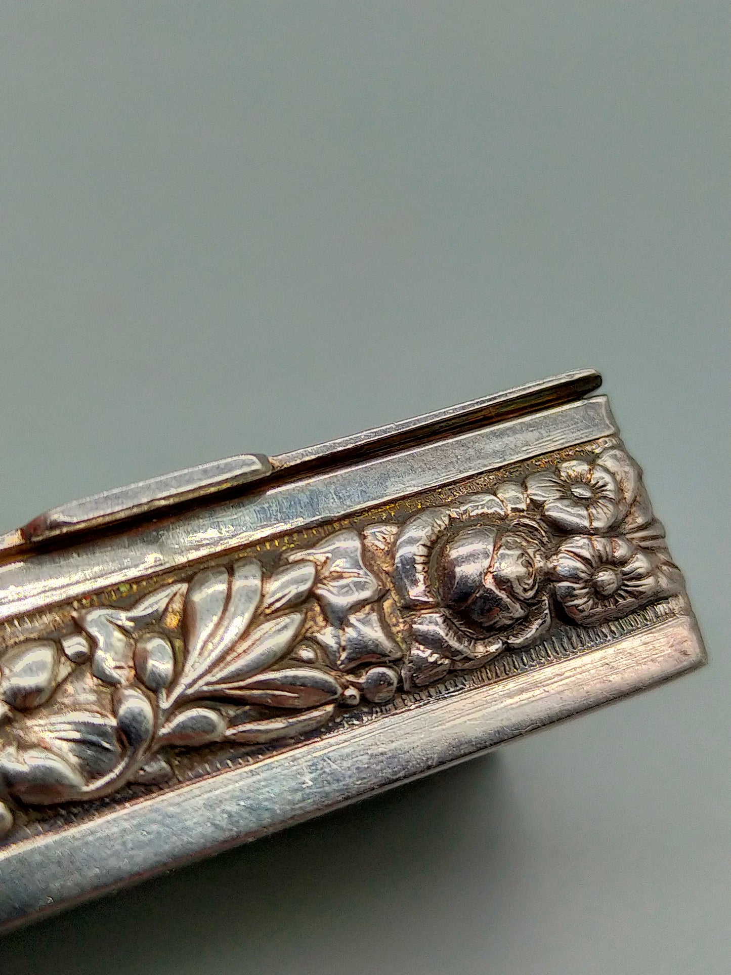 Edle 925 Silber Dose mit Vogelmotiv Antike Schatulle Vergoldet