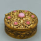 Edle Vintage Silber Pillendose mit Rosa Steinen – Elegante Schatulle