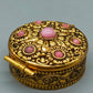 Edle Vintage Silber Pillendose mit Rosa Steinen – Elegante Schatulle