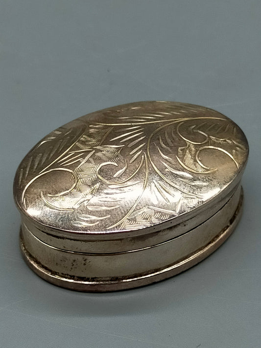 Elegante Pillendose aus 925 Silber mit Gravur Ovale Dose