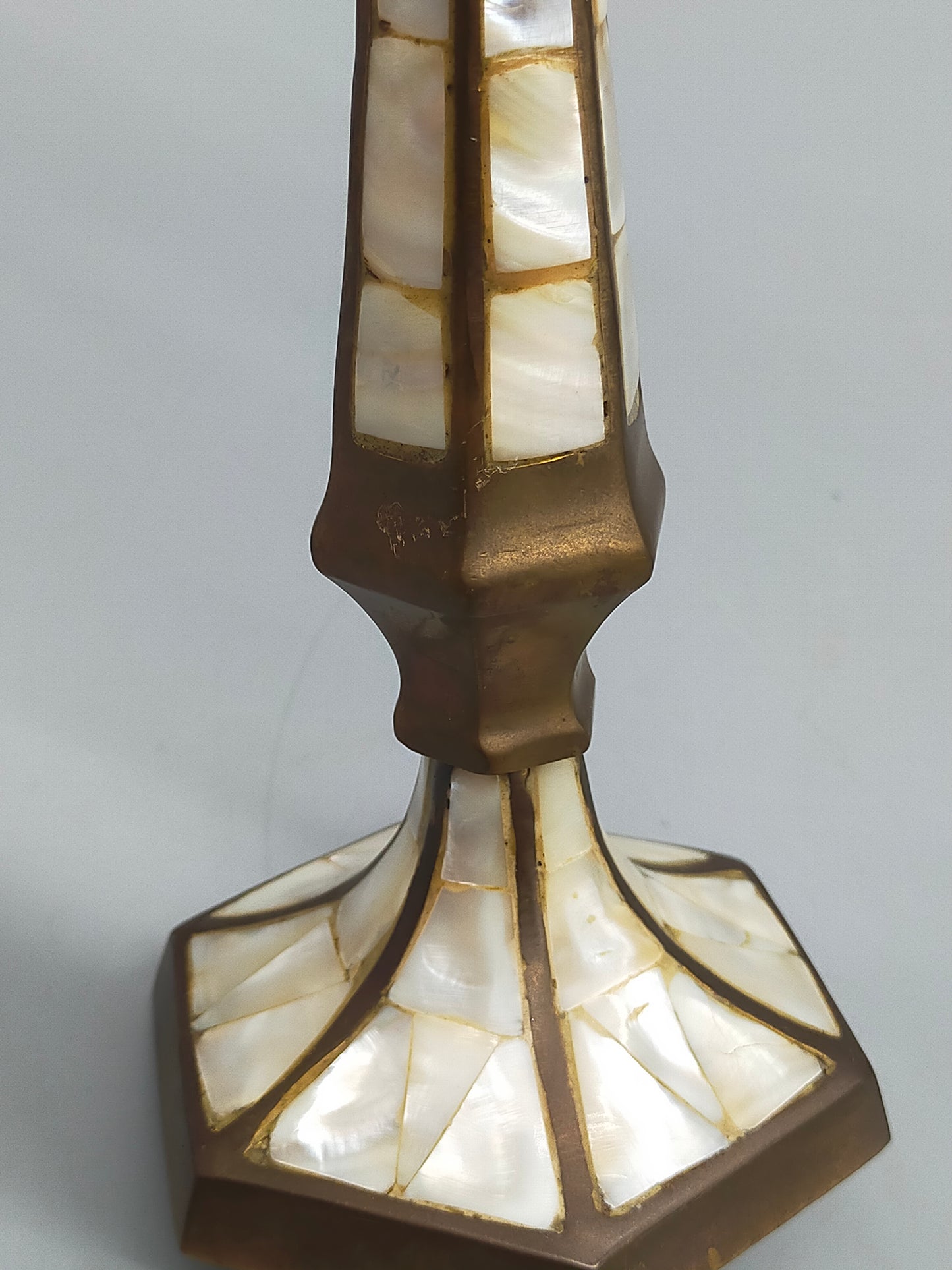 Elegante Messing Kerzenständer mit Perlmutt – 2er Set Tischleuchter