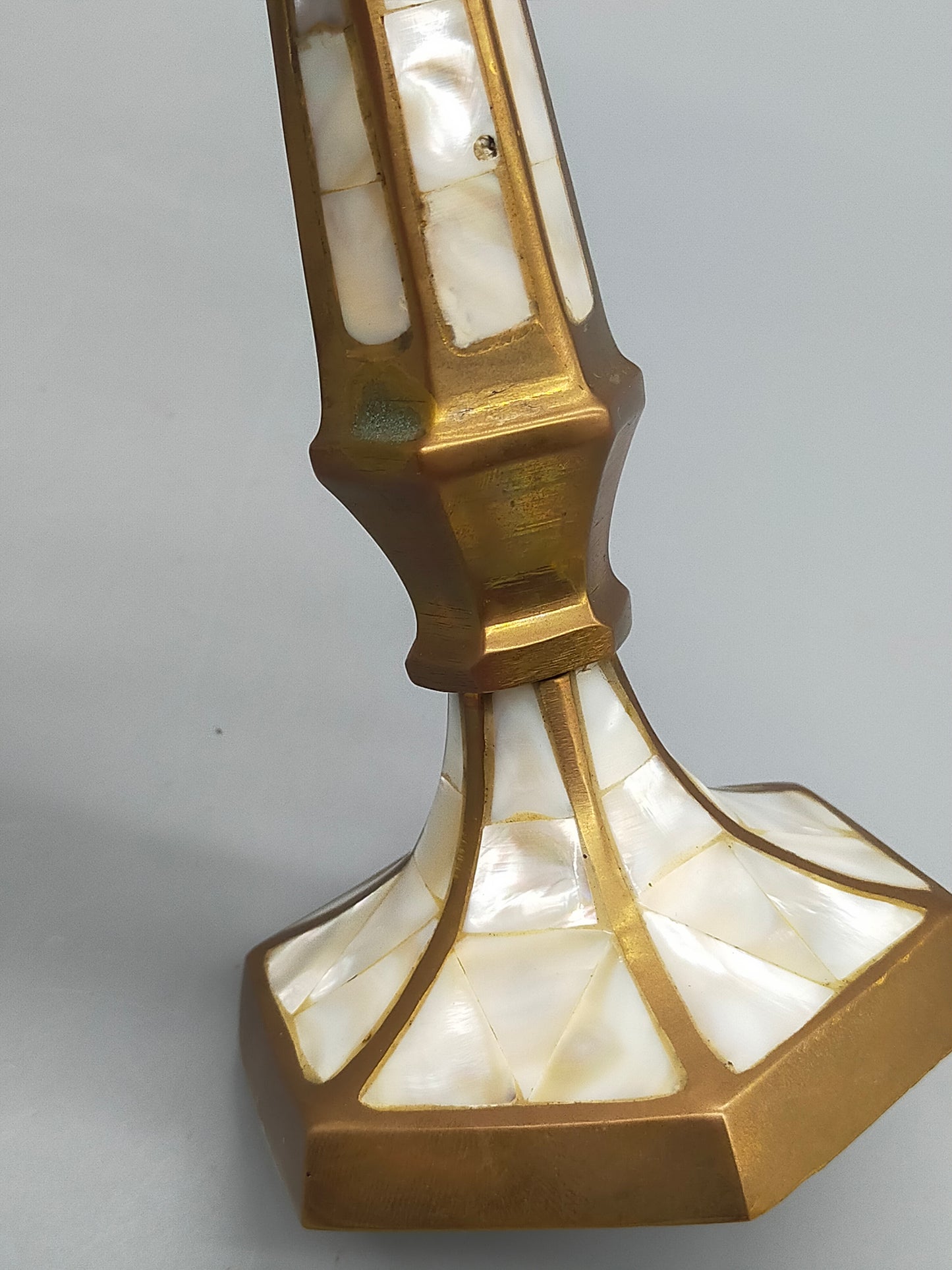 Elegante Messing Kerzenständer mit Perlmutt – 2er Set Tischleuchter