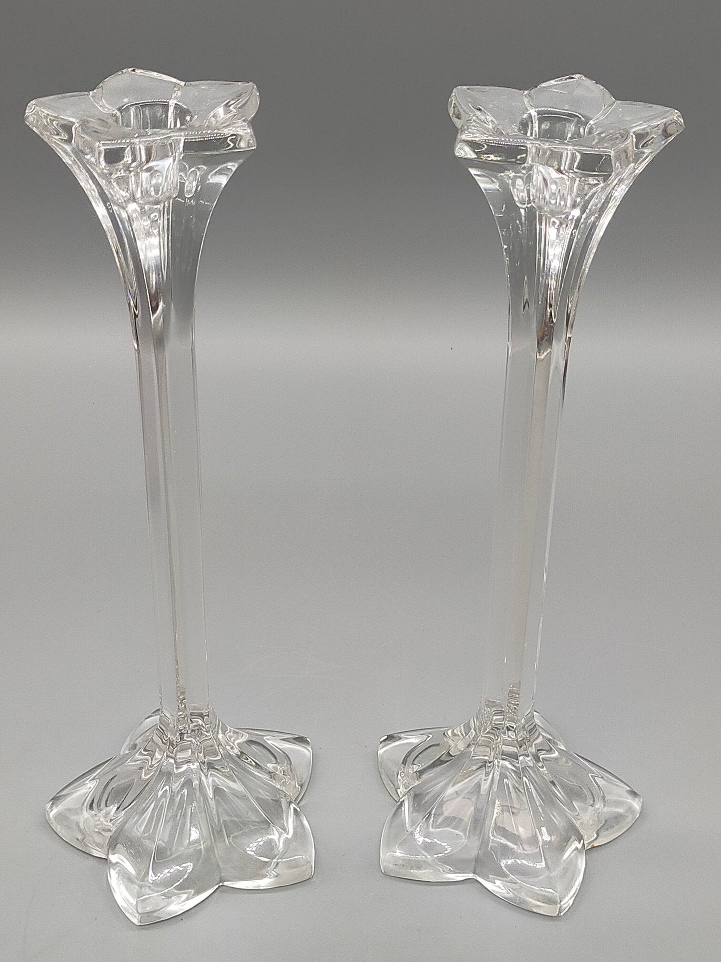 Elegantes Kerzenständer 2er Set Transparentes Kristallglas