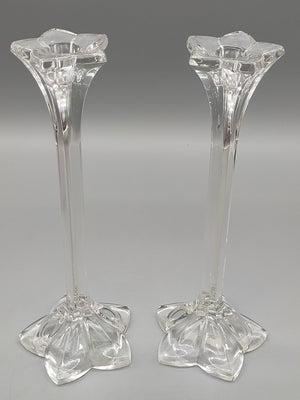 Elegantes Kerzenständer 2er Set Transparentes Kristallglas