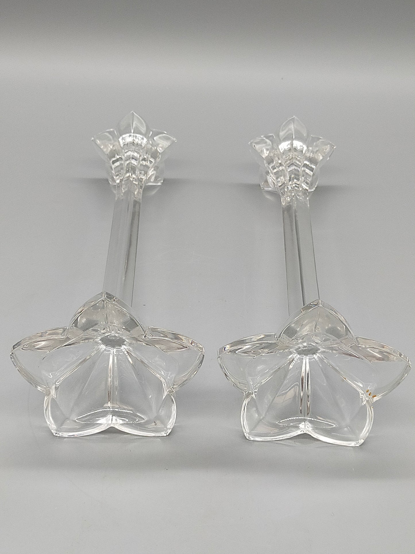Elegantes Kerzenständer 2er Set Transparentes Kristallglas