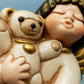 Original Thun Bozner Engel Figur mit Teddybär – Keramik