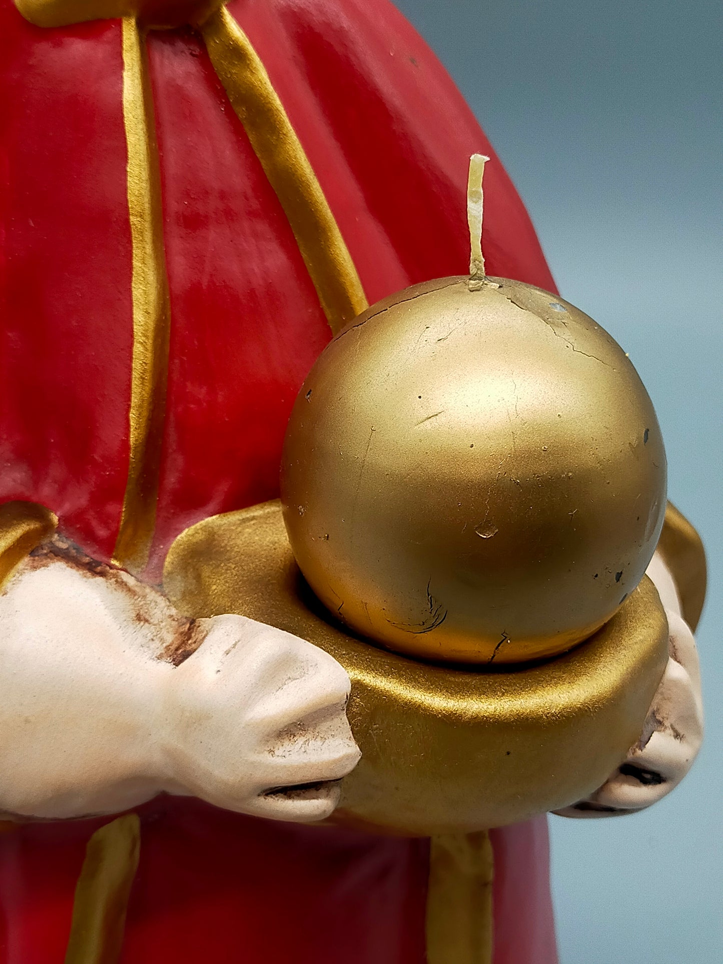 Original Bozener Engel XL THUN Keramikfigur Engel Rot Gold mit Kerze