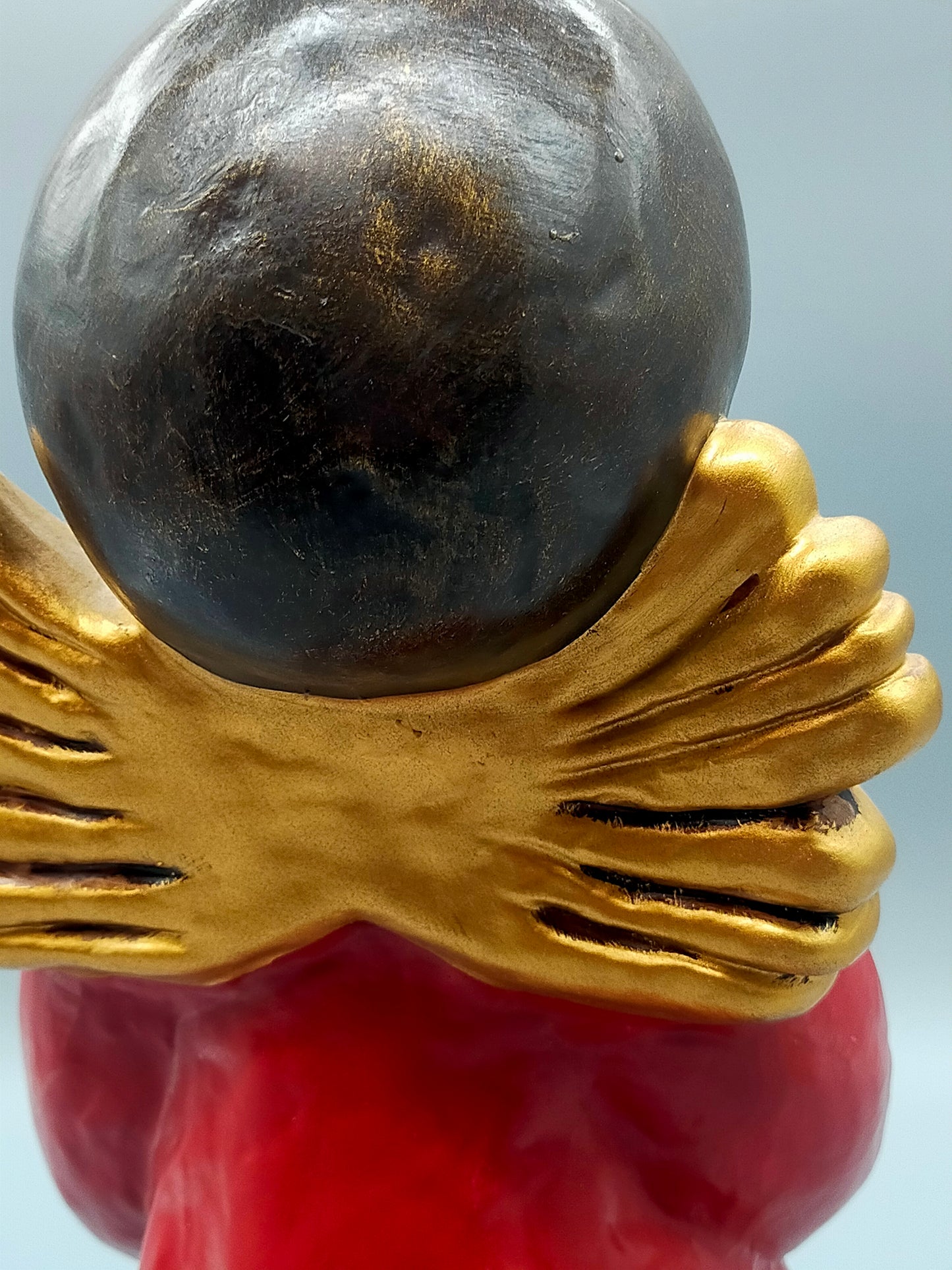 Original Bozener Engel XL THUN Keramikfigur Engel Rot Gold mit Kerze