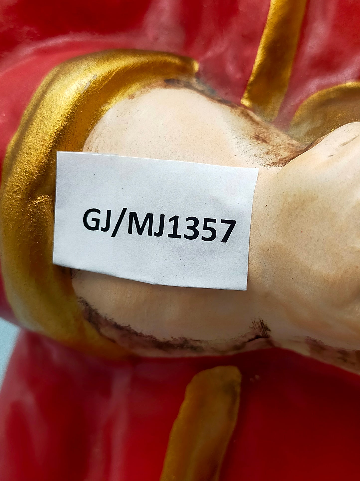 Original Bozener Engel XL THUN Keramikfigur Engel Rot Gold mit Kerze