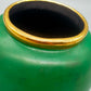 Elegante grüne Keramik Vase mit Goldrand – Stilvolle Tischdekoration