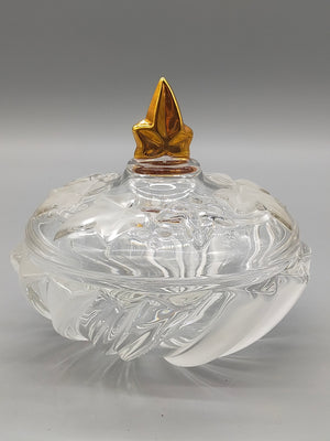 Elegante Kristall Bonbonniere mit Goldknauf – Edle Glasdose