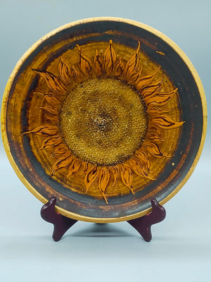 Großer Keramik Wandteller – Sonnenblume Relief Studio Keramik