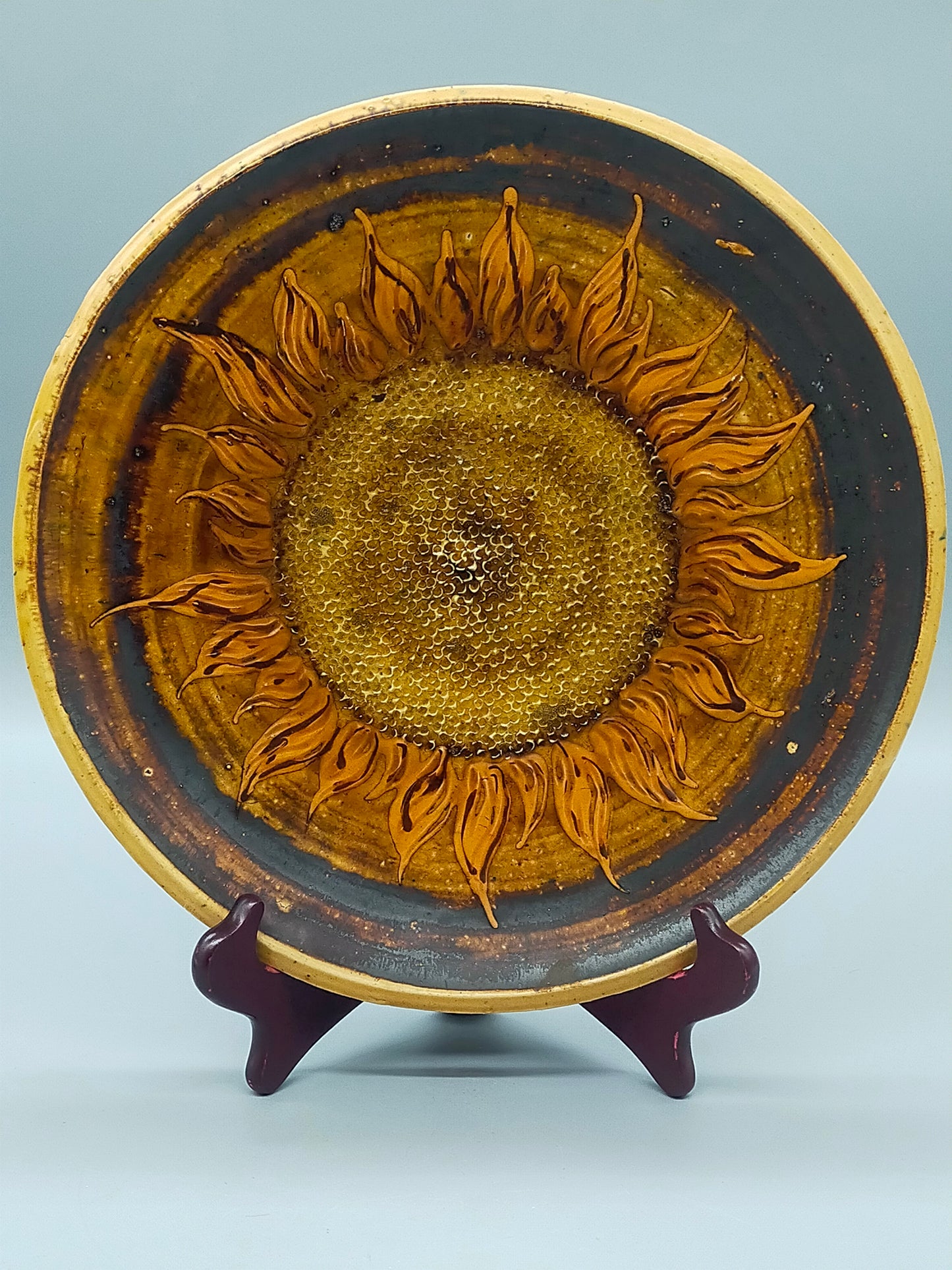 Großer Keramik Wandteller – Sonnenblume Relief Studio Keramik