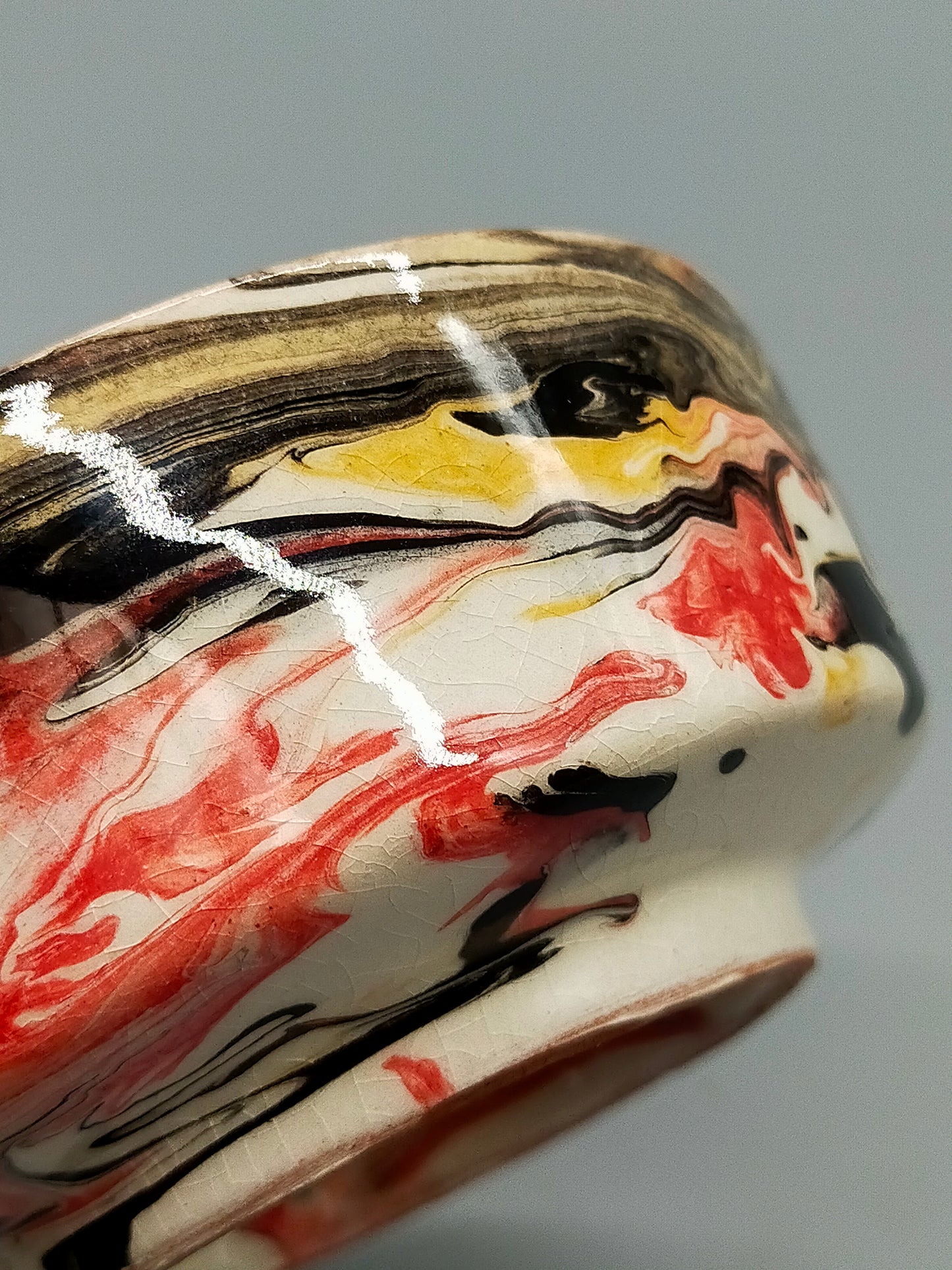 Dekorative Keramik Dose mit Deckel – Marmoriertes Raku-Design