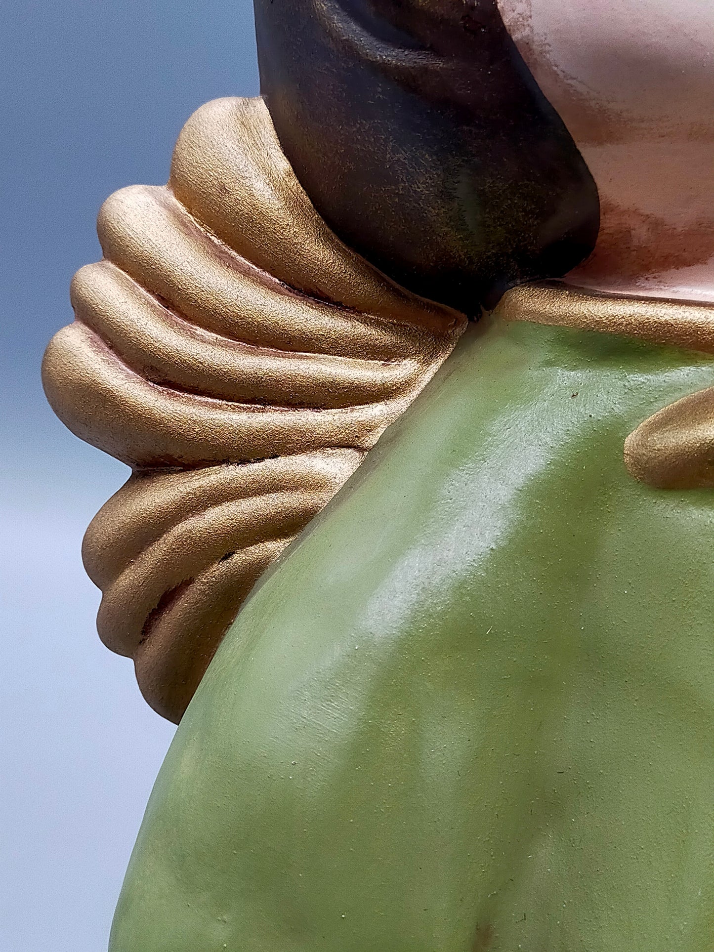 Original Bozner Engel THUN – Große Engel Figur in Grün mit Kerzenhalter