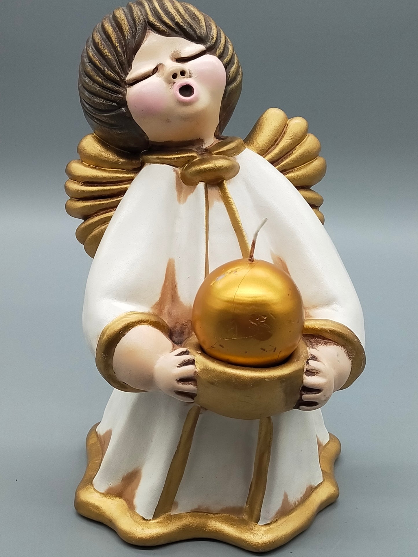 Original Thun Bozen Engel mit Kerze – Große Keramik Figur