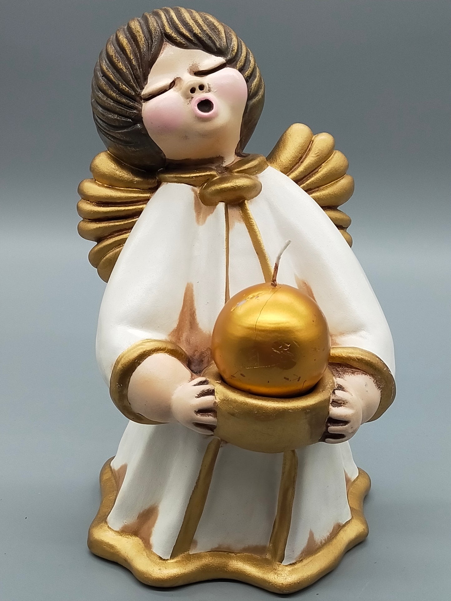 Original Thun Bozen Engel mit Kerze – Große Keramik Figur