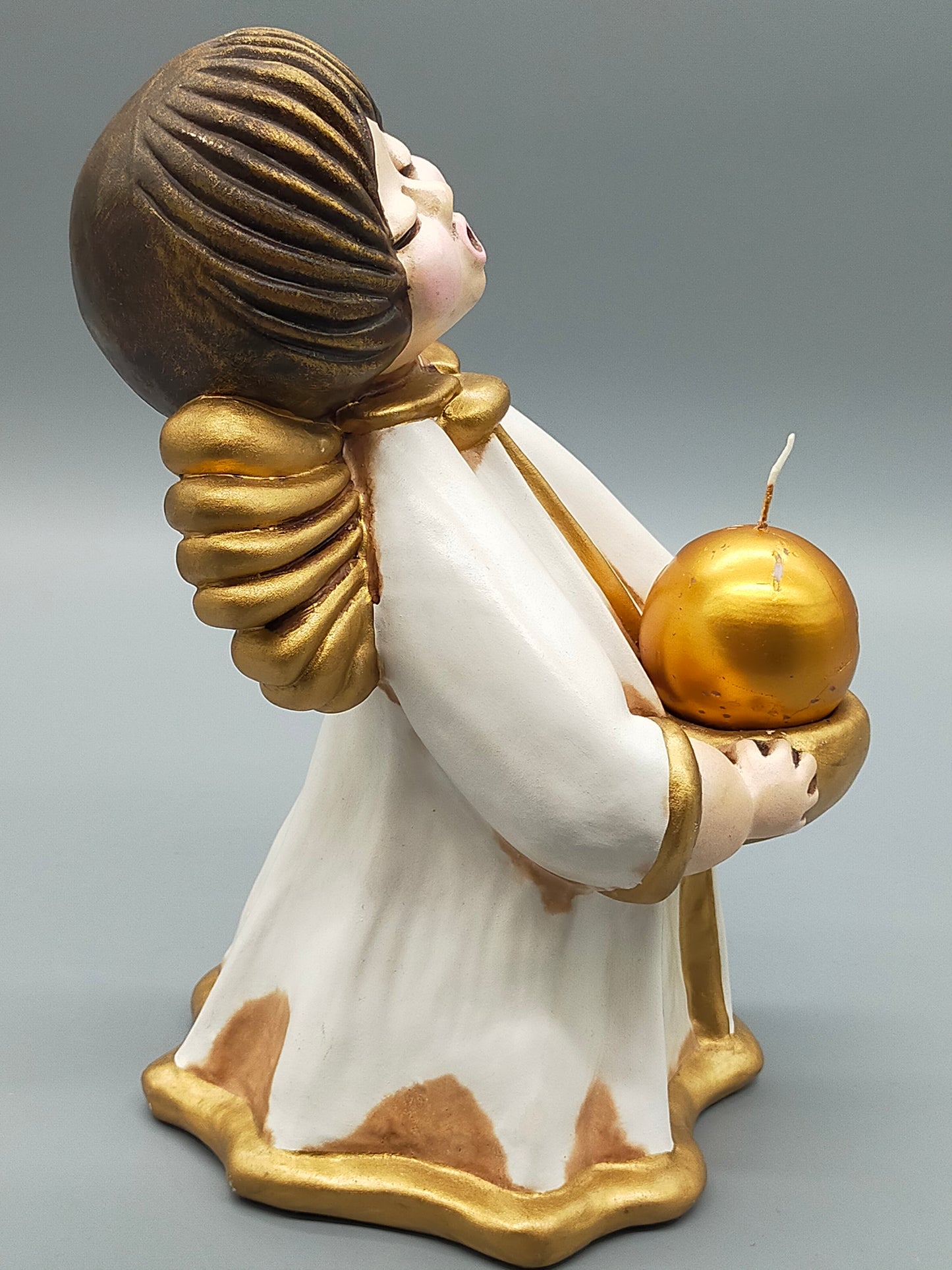 Original Thun Bozen Engel mit Kerze – Große Keramik Figur
