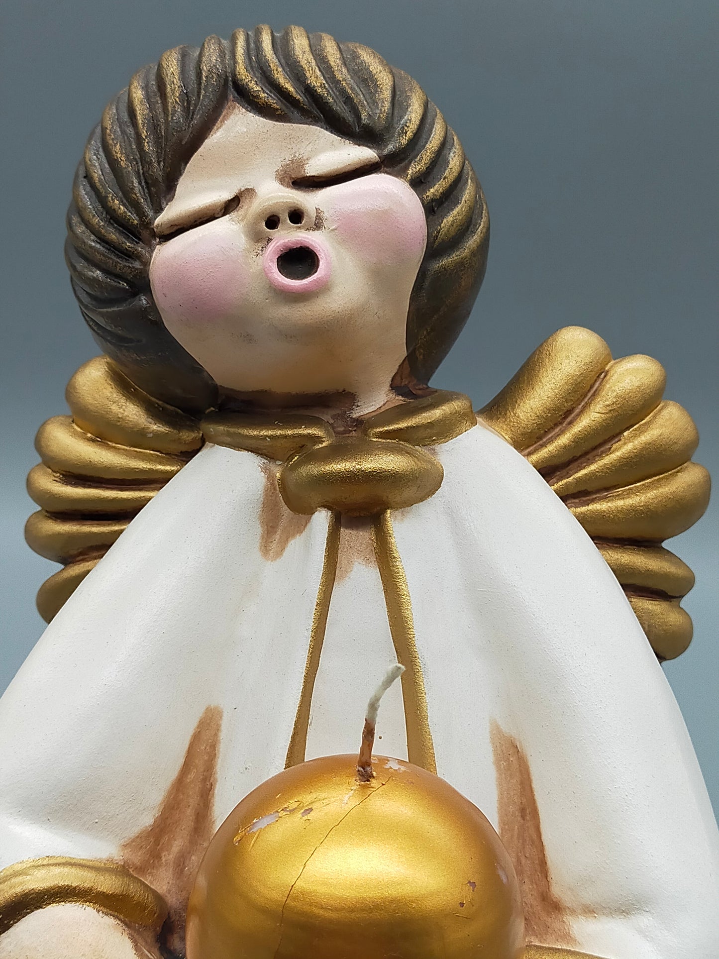 Original Thun Bozen Engel mit Kerze – Große Keramik Figur