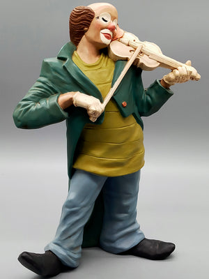 Dekorative Clown Figur mit Violine – Kunstharz Skulptur