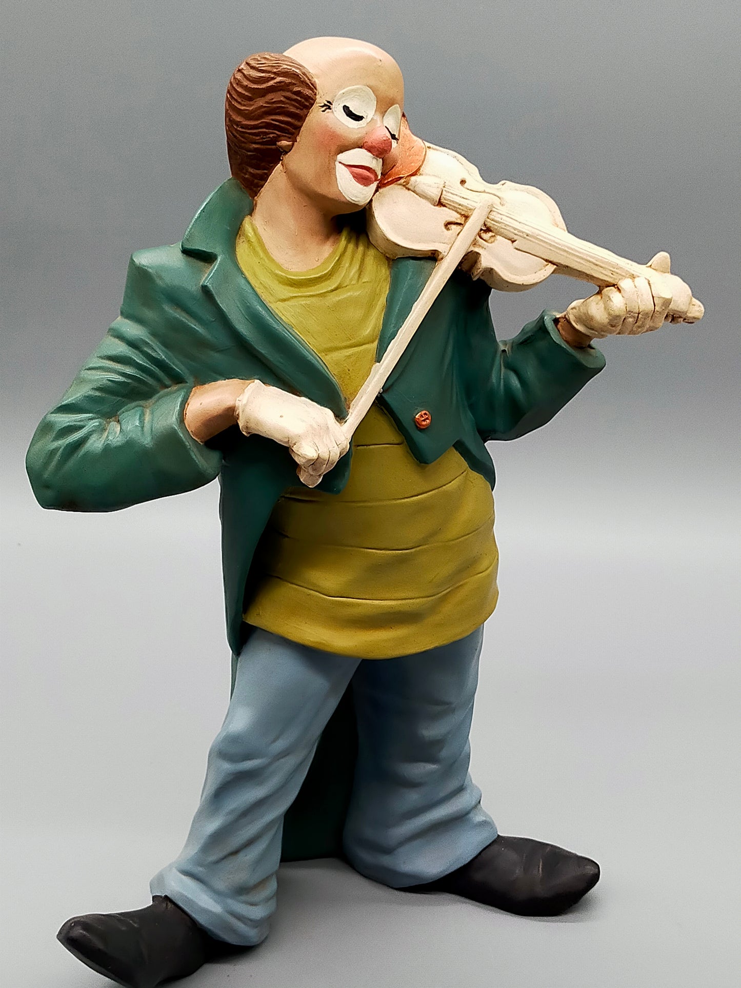 Dekorative Clown Figur mit Violine – Kunstharz Skulptur