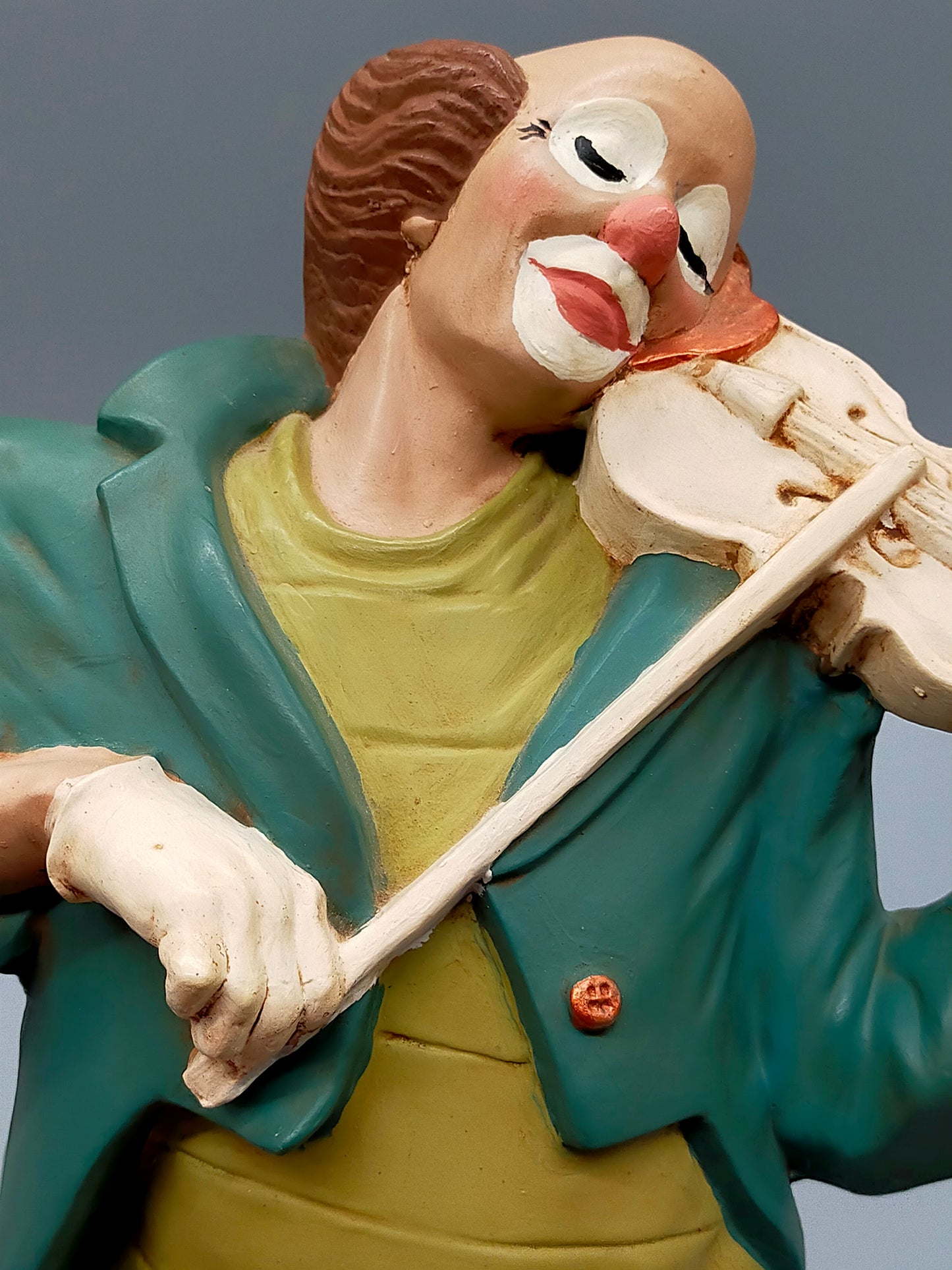 Dekorative Clown Figur mit Violine – Kunstharz Skulptur