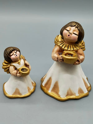 Original Thun Bozner Engel 2er Set – Keramik Figuren Weiß Gold