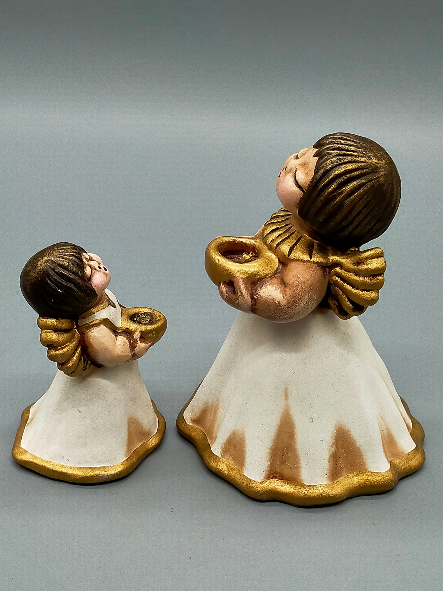 Original Thun Bozner Engel 2er Set – Keramik Figuren Weiß Gold