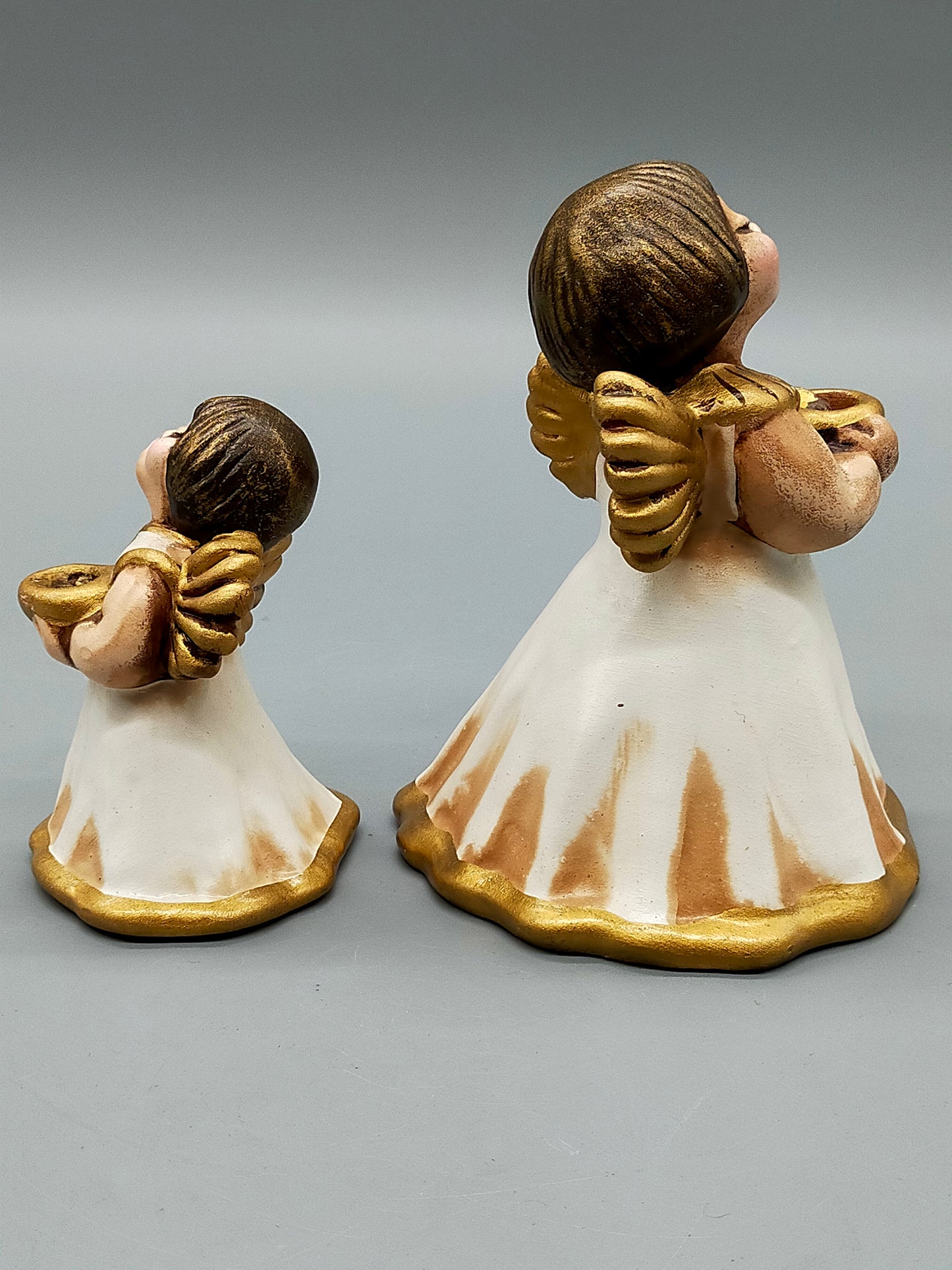 Original Thun Bozner Engel 2er Set – Keramik Figuren Weiß Gold