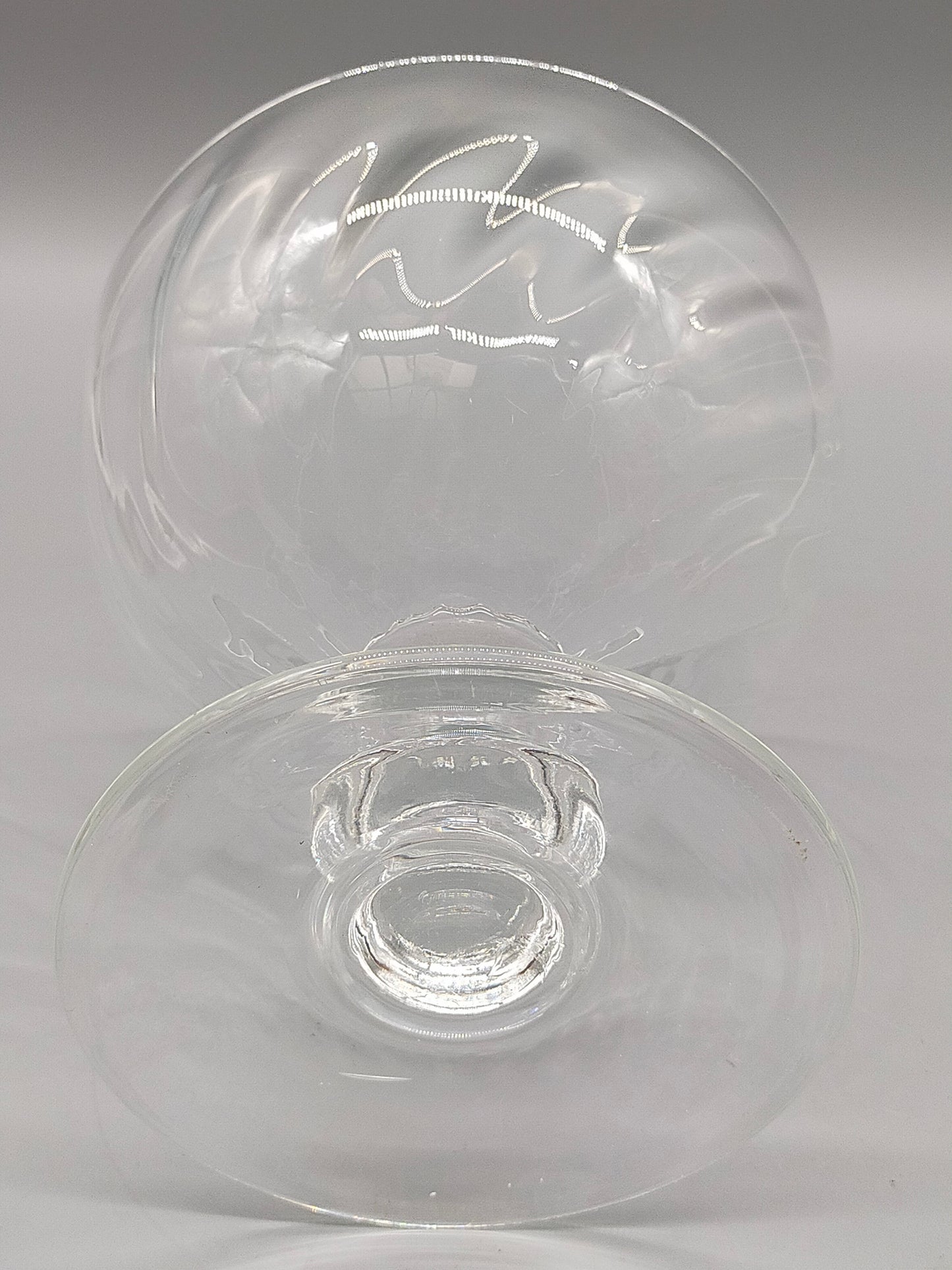 Elegante Kristall Glas Fußschale mit Wirbelmuster – Große Dekorschale