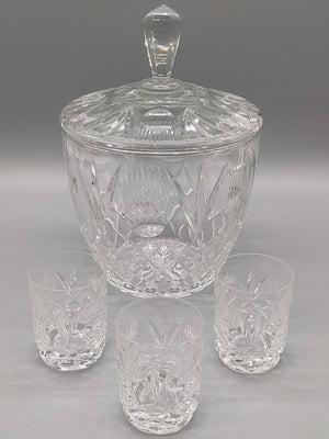 Edles Kristall Bowleset 4-tlg. – Bowlegefäß mit Deckel & 3 Gläsern