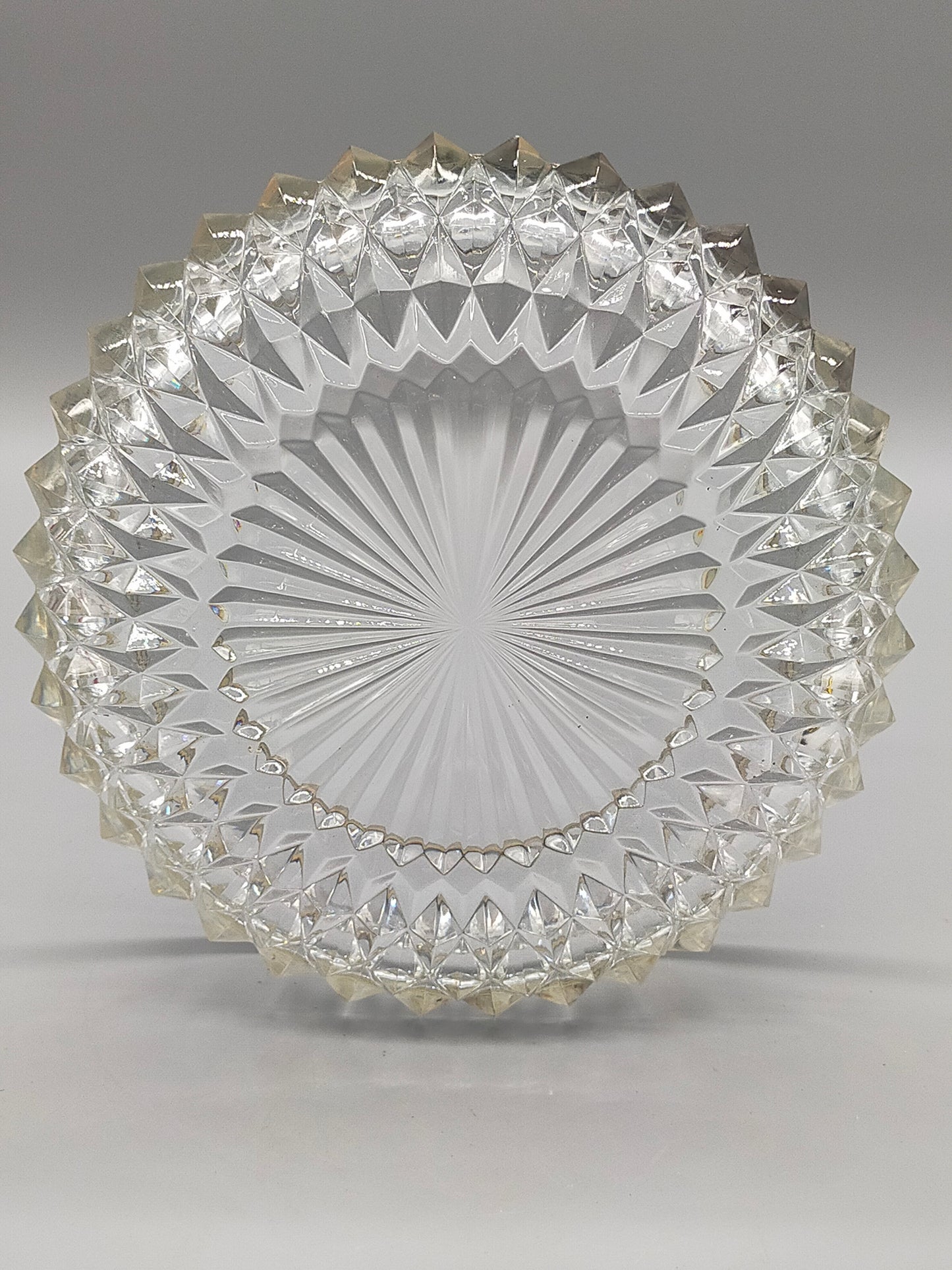 Edle Kristall Schale mit Versilbertem Rand – Diamantschliff 22cm