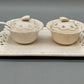 Elegantes Servierset – Porzellan Tablett mit zwei Schalen und Löffeln