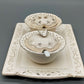 Elegantes Servierset – Porzellan Tablett mit zwei Schalen und Löffeln