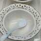 Elegantes Servierset – Porzellan Tablett mit zwei Schalen und Löffeln