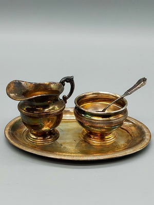 Elegantes ALPACCA PLATE Kaffeeservice Versilbertes Set mit Kanne und Schale