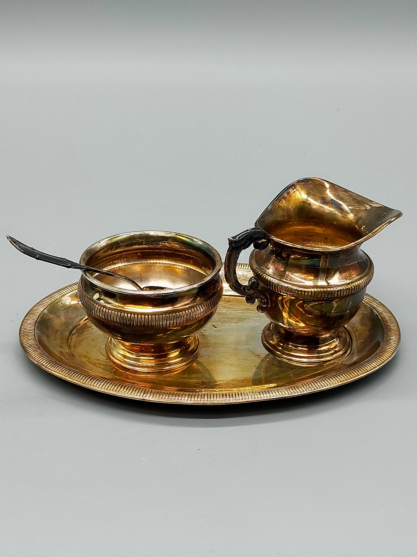 Elegantes ALPACCA PLATE Kaffeeservice Versilbertes Set mit Kanne und Schale