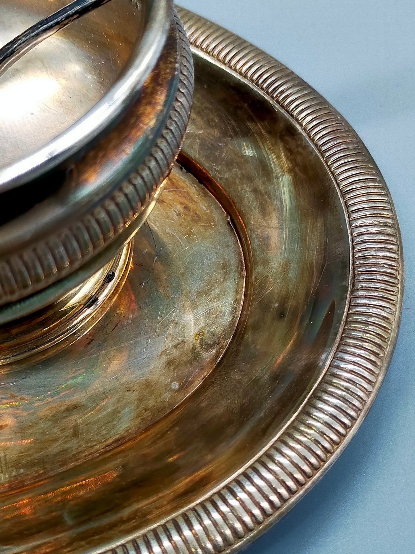 Elegantes ALPACCA PLATE Kaffeeservice Versilbertes Set mit Kanne und Schale