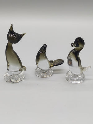 Set aus 3 dekorativen Glasfiguren – Handgefertigte Tiermotive