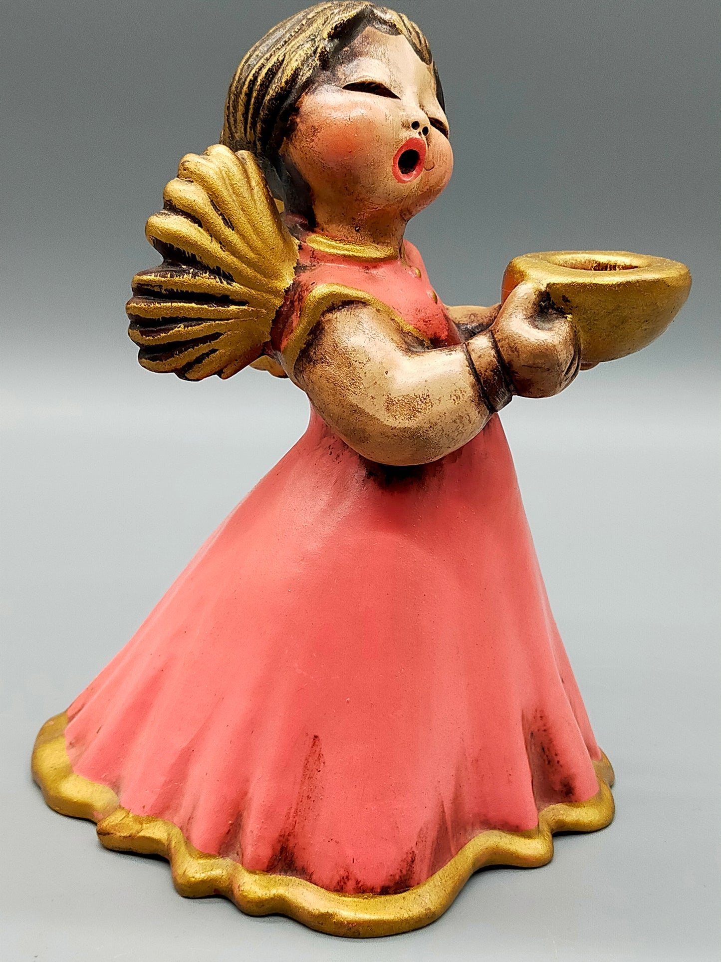 Thun Bozner Engel Kerzenhalter Handbemalte Keramik Figur