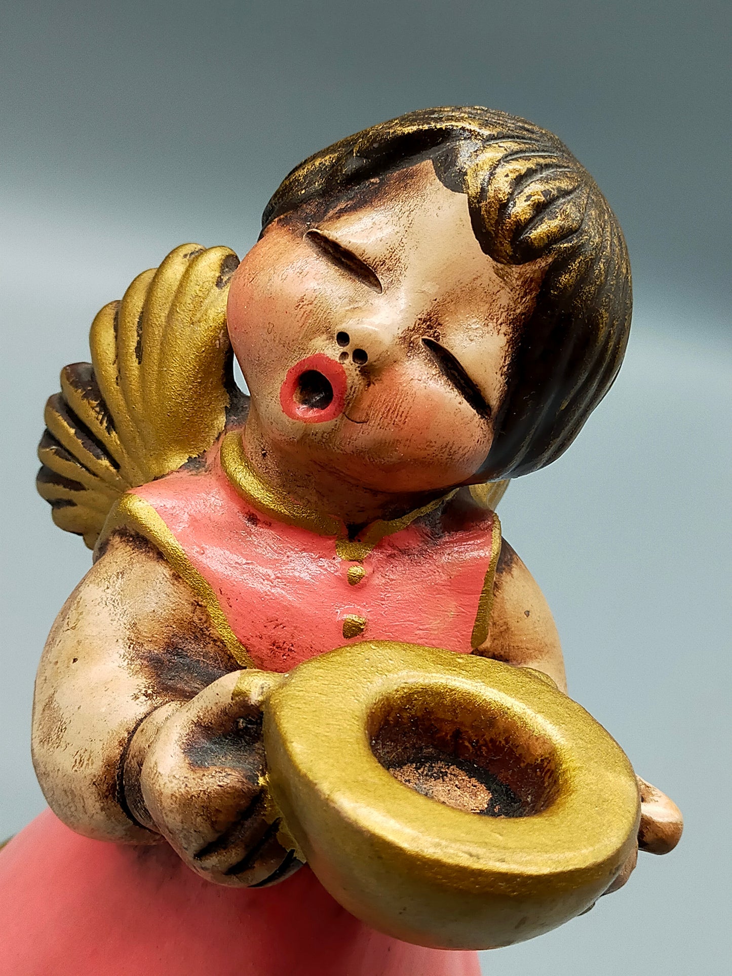 Thun Bozner Engel Kerzenhalter Handbemalte Keramik Figur