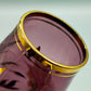 Elegante Vintage Glasvase – Violett mit Handbemalung & Goldrand