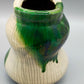 Handgefertigte Keramikvase – Glasiertes Design in Grün und Weiß