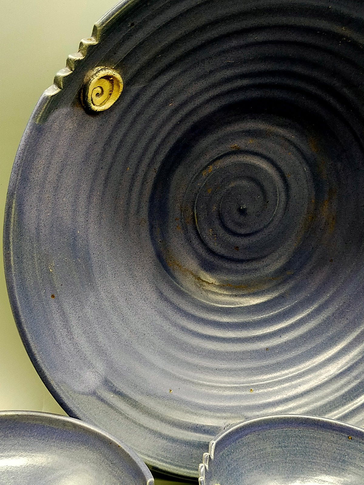 Handgefertigtes Keramik-Set – Große Schale und 6 Suppentassen in Blau