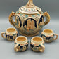 Antikes Keramik Bowle-Set – Rheinische Burgen Motive mit Tassen