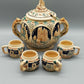 Antikes Keramik Bowle-Set – Rheinische Burgen Motive mit Tassen
