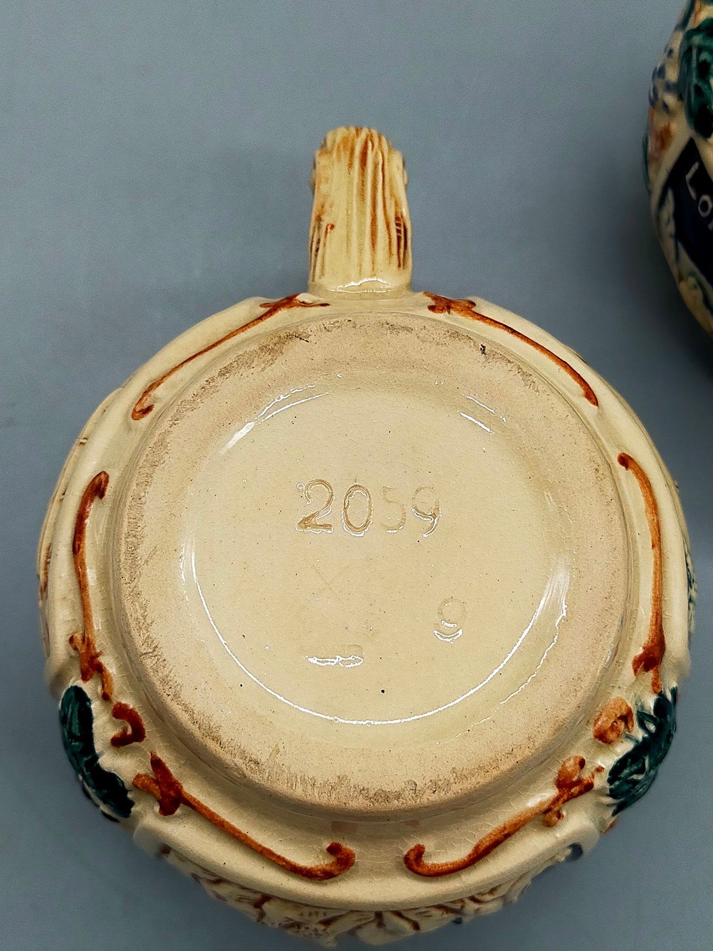 Antikes Keramik Bowle-Set – Rheinische Burgen Motive mit Tassen