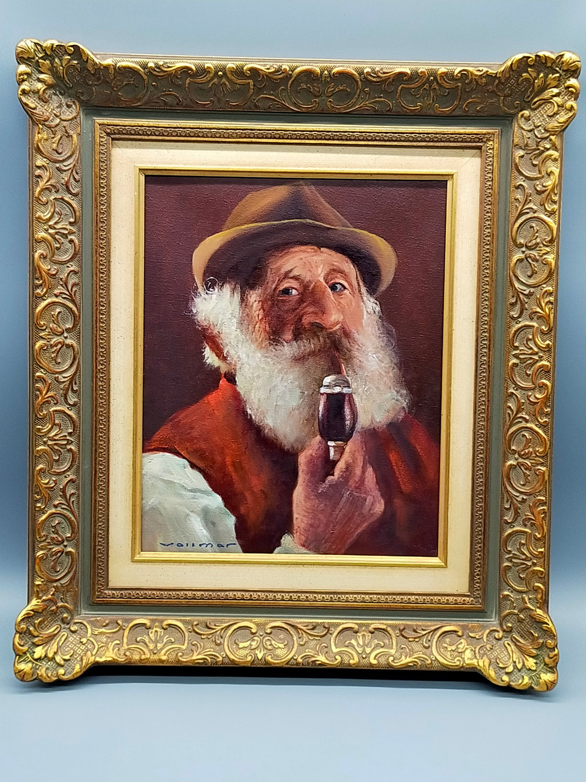Alte Pfeifenraucher Ölgemälde Signiert Ludwig Vollmar Kunst