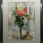 Stilvolles Aquarell von Hahn – Stillleben mit Rosen und Kerzenleuchter