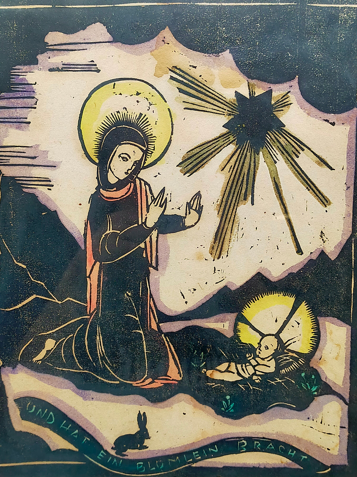 Deutsche Schule (XX) – Weihnachtliche Krippenszene mit Maria und Jesuskind